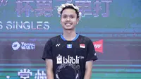 Anthony Sinisuka Ginting menjuarai China Terbuka 2018 setelah mengalahkan Kento Momota 23-21, 21-19, di final, Minggu (23/9/2018). (PBSI)