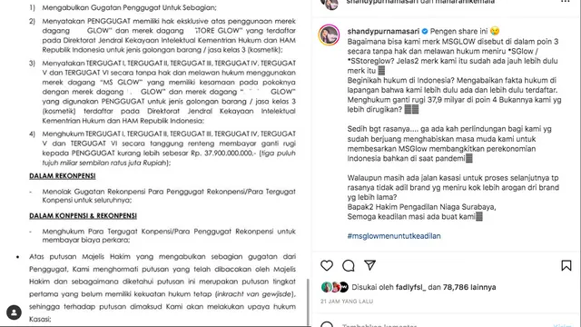 Bos MS Glow Kecewa dengan Keputusan Pengadilan yang Menangkan PS Glow