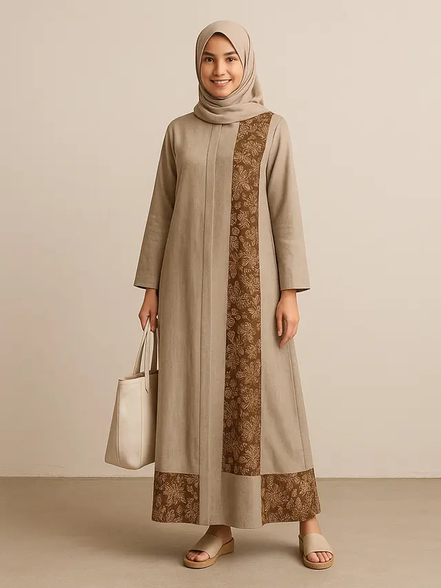 Model Gamis Terbaru Kombinasi Batik 2025/Ilustrasi gambar oleh AI