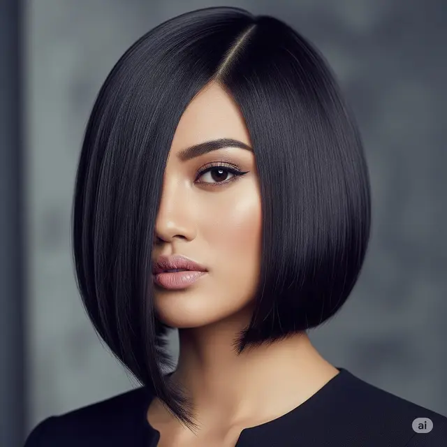 Potongan Rambut Bob Asimetris Kekinian. Foto: Gemini