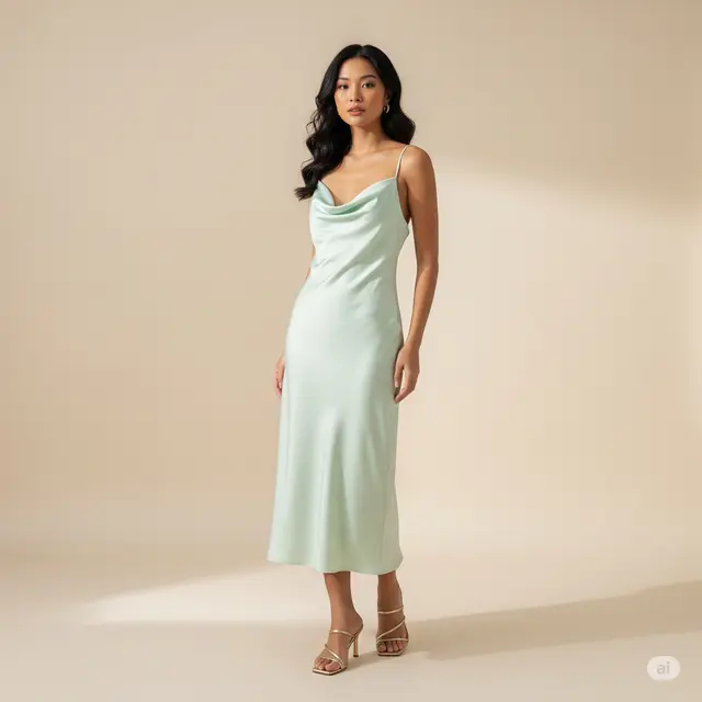 Inspirasi Baju Pesta Satin Slip Dress Pastel yang Memukau.