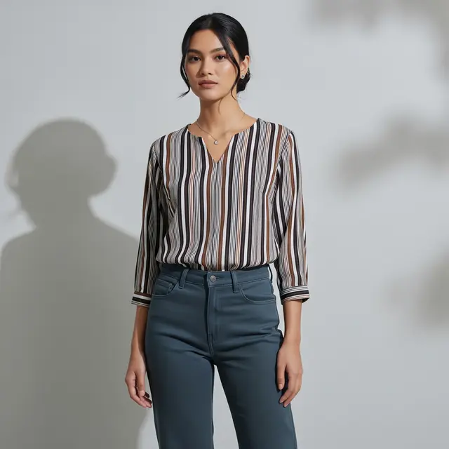 Model Baju Lurik Ikat (Image by Gemini AI)