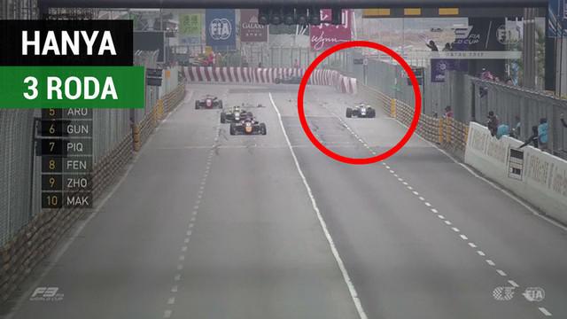 Berita video pebalap Formula 3, Ferdinand Habsburg, akhirnya bisa finis bahkan posisi keempat di atas mobil dengan 3 roda yang berfungsi.