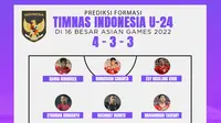 Timnas Indonesia - Prediksi Formasi Timnas Indonesia U-24 di 16 Besar Asian Games 2022 (Bola.com/Adreanus Titus)