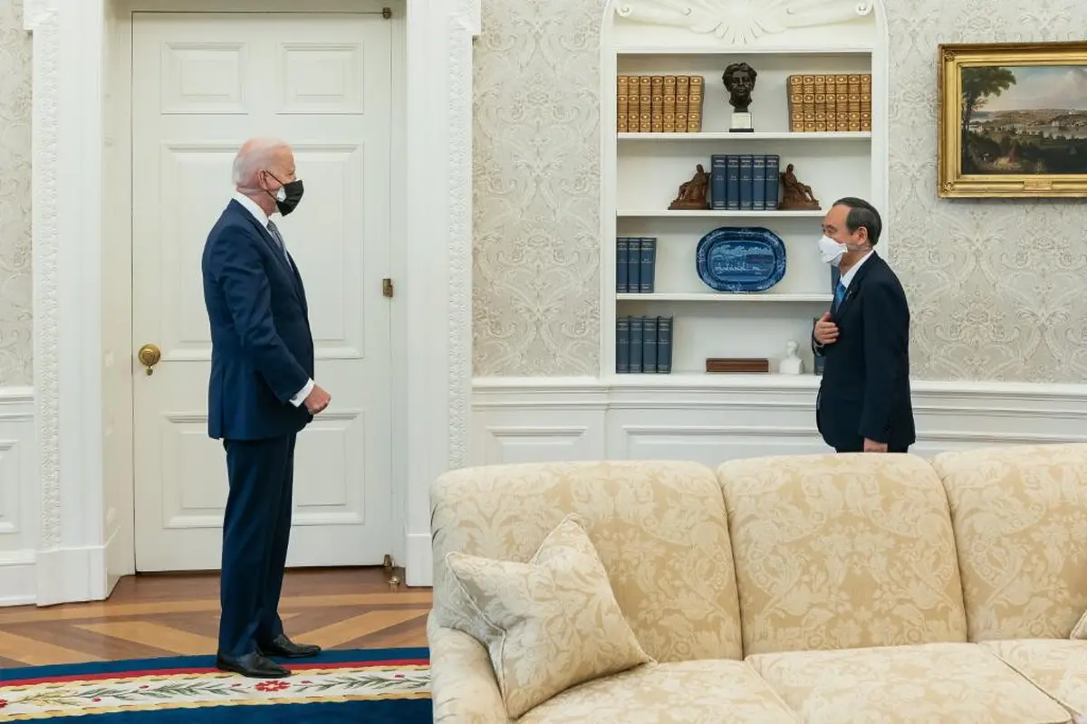 Pertemuan Presiden AS Joe Biden dan PM Jepang Yoshihide Suga di Gedung Putih.