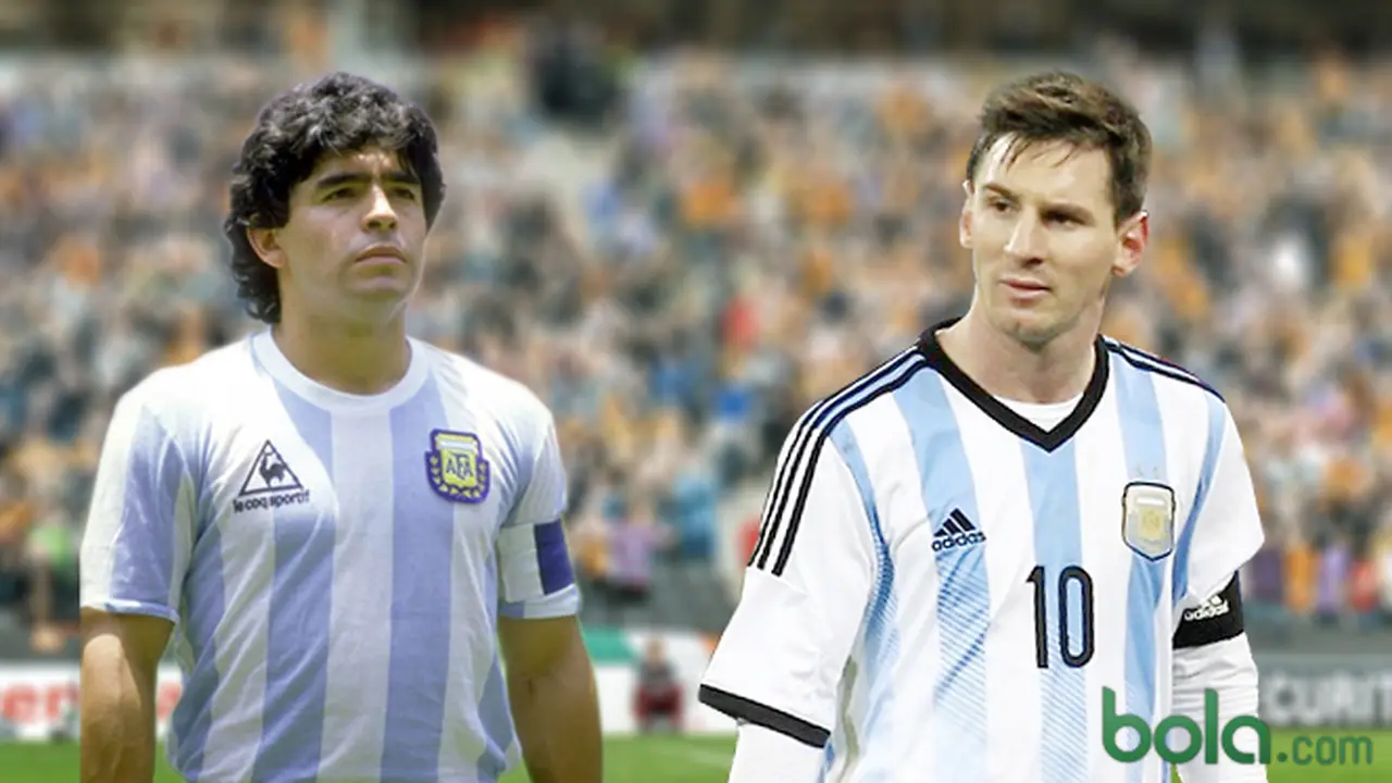 Ilustrasi Maradona vs Lionel Messi