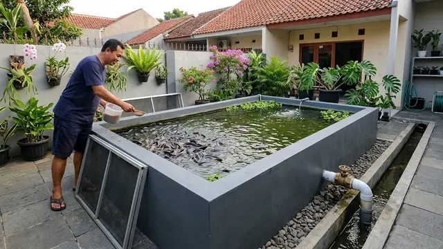 6 Ide Kolam Lele dengan Sistem Pembuangan Air, Bikin Perawatan Lebih Mudah