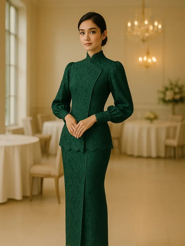 Model Kebaya Janggan Brokat Lengan Balon