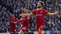 Liverpool sukses memetik poin penuh kala bertandang ke markas Brighton pada pekan ke-29 Premier League 2021/2022. Liverpool menang dua gol tanpa balas atas tuan rumah. (AP/Kirsty Wigglesworth)