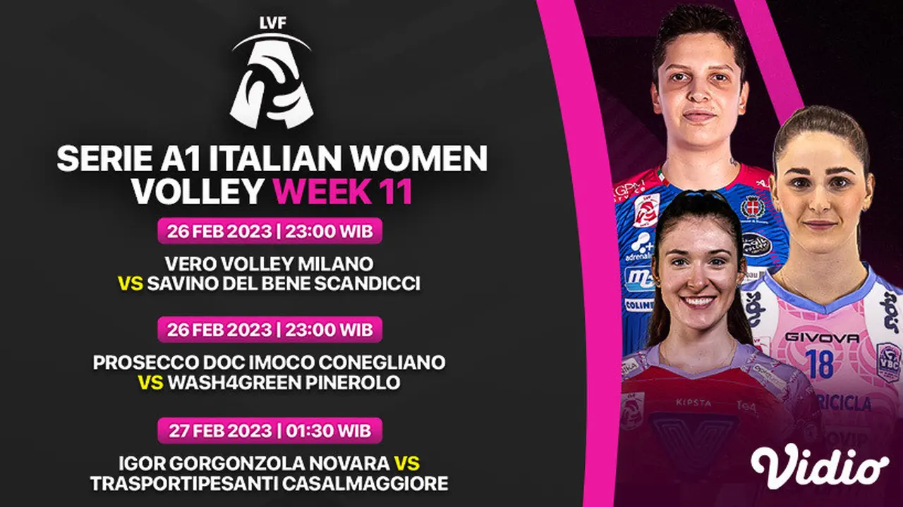 Tonton Live Streaming Serie A1 Italian Women Volley 2023 Minggu, 26 Februari di Vidio