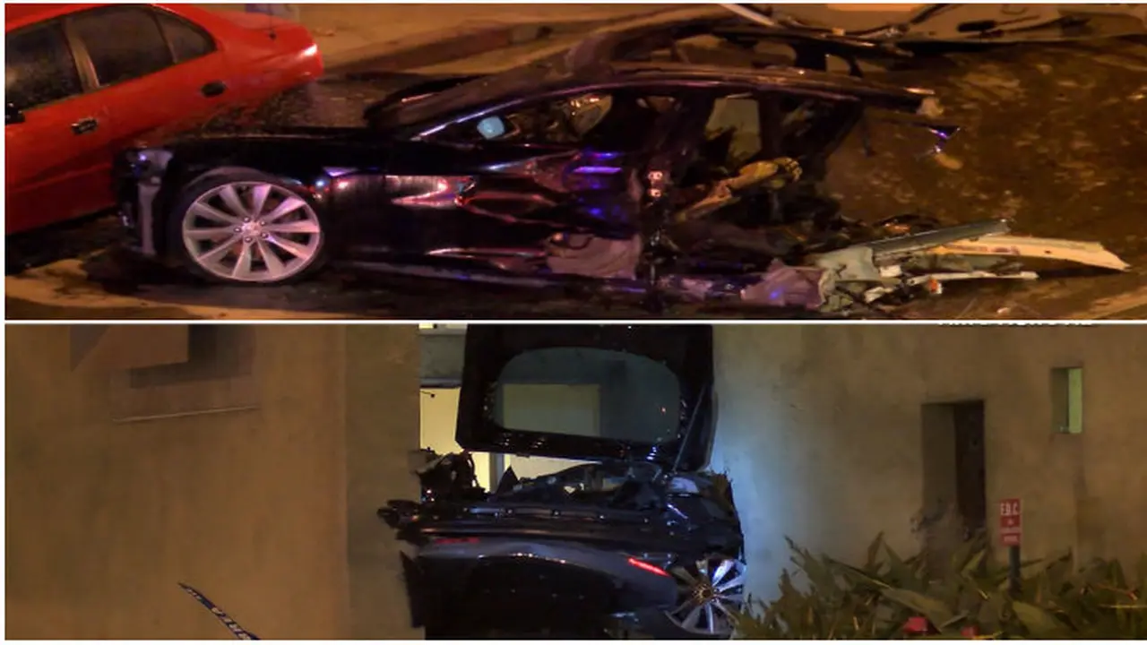 Dikejar Polisi, Sebuah Tesla Curian Terbelah dan Meledak