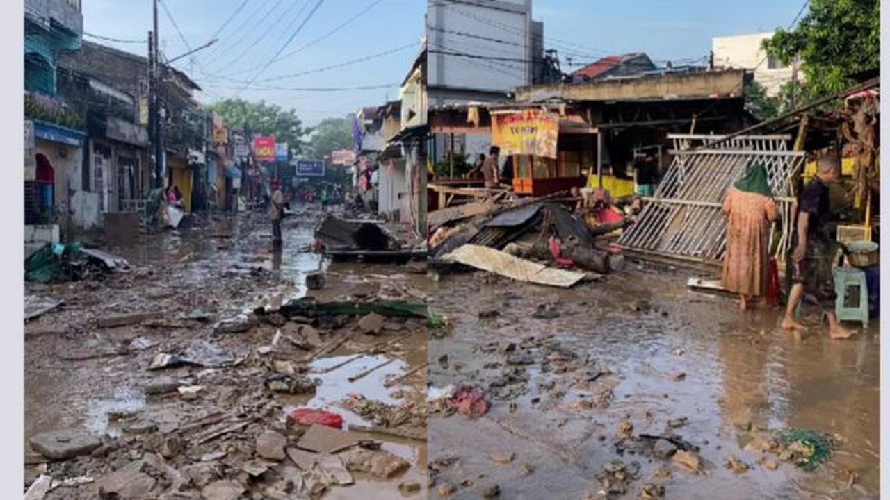 Situasi terkini Perum Pondok Gede Permai Bekasi usai banjir surut pada Rabu, 5 Maret 2025 (Foto: TikTok azkamdamai)