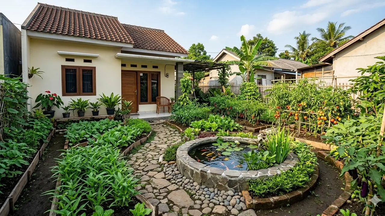 Rumah Kecil Type 45 dengan Kebun Sayur Belakang Rumah (Foto: Gemini AI)