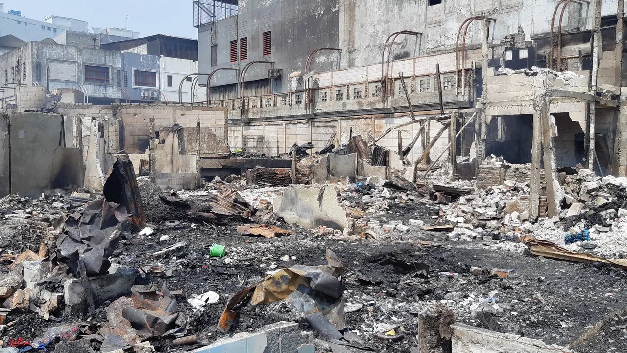 Lokasi bekas kebakaran di Kampung Bandan, Ancol, Jakarta Utara