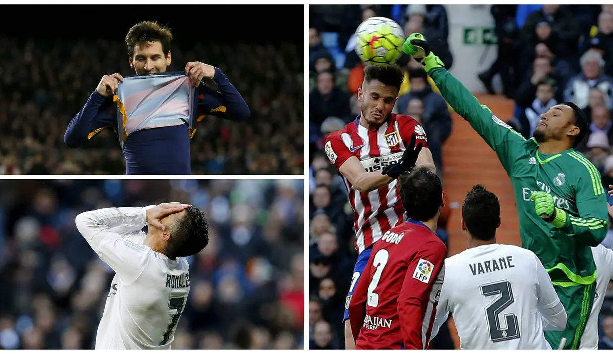 Foto terbaik La Liga Spanyol pekan ke-26 diwarnai oleh ekspresi Lionel Messi dan juga Cristiano Ronaldo. Berikut 10 foto terbaik Liga Spanyol pekan ke-26. (EPA-Reuters)