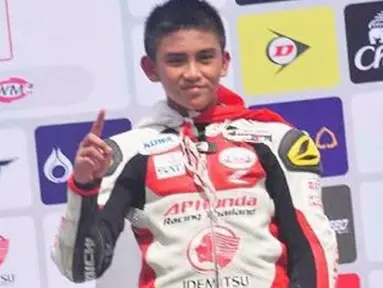 Mario Suryo Aji mencetak sejarah di Asia Road Racing Championship (ARRC) 2018 di Buriram International Circuit, Thailand. Ia jadi pembalap termuda yang pernah mengikuti ajang balap bergengsi di Asia tersebut. (instagram.com/marios.a96/)