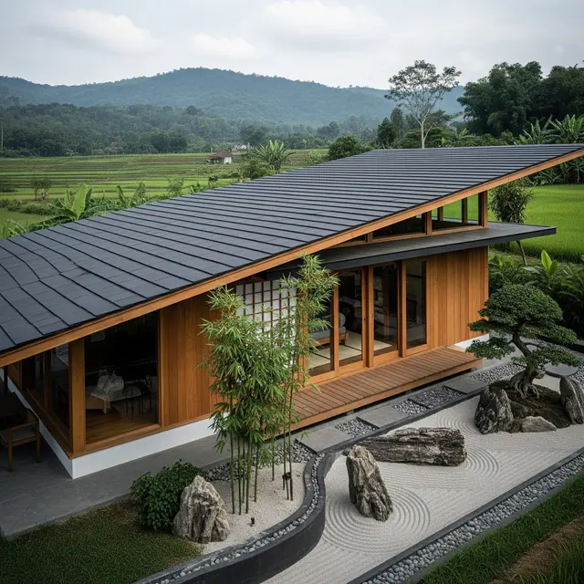 9 Desain Rumah Sederhana Konsep Zen Jepang di Desa, Harmoni Alam
