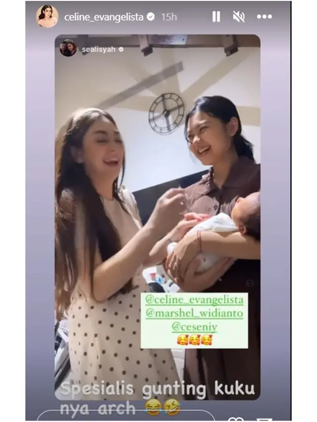 6 Momen Celine Evangelista Kunjungi Anak Pertama Marshel Widianto dan Cesen