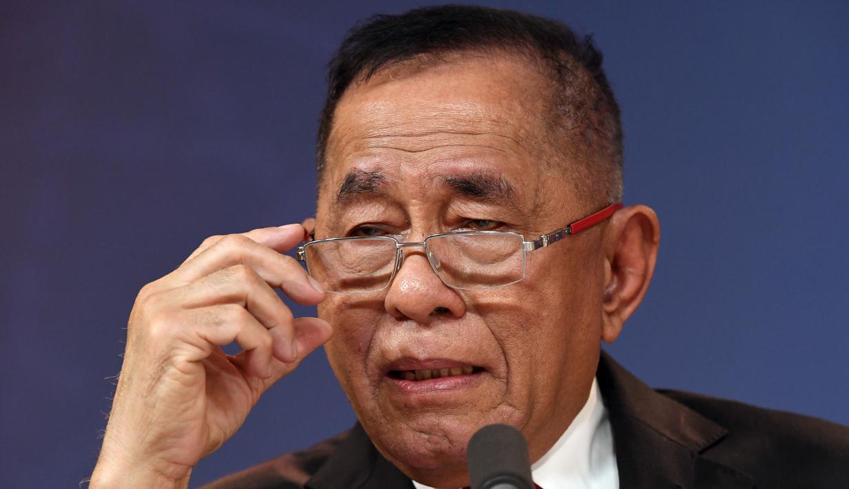 Menhan RI Ryamizard Ryacudu saat menghadiri pertemuan bilateral di Sydney (16/3). Menteri Pertahanan RI Ryamizard Ryacudu tetap menggunakan bahasa nasional Indonesia saat menghadiri dialog. (AFP Photo/Pool/William West)