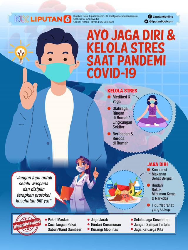 Infografis Ayo Jaga Diri dan Kelola Stres Saat Pandemi Covid-19. (Liputan6.com/Niman)