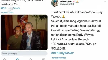 Kabar duka datang dari Tanah Air, Dunia seni peran baru saja kehilangan sosok aktor legendaris. Aktor senior Rudy Wowor meninggal dunia di usia 74 tahun