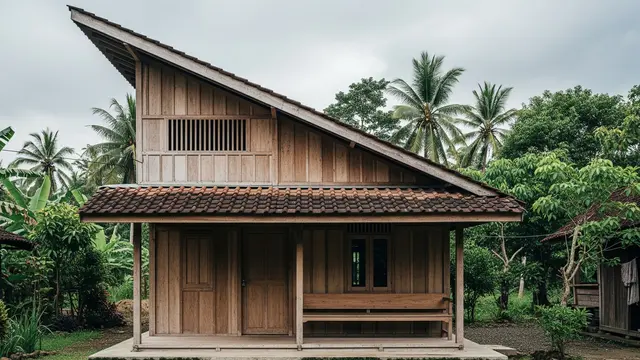 Model Rumah Desa dengan Atap Miring Satu Arah