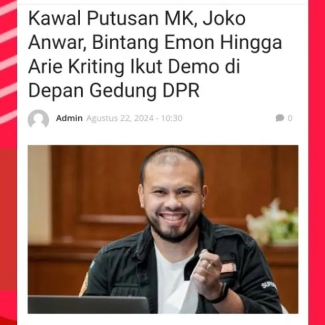Gaya Para Selebritas yang Ikut Demo Kawal Putusan MK di Gedung DPR, Kompak Pakai Baju Hitam