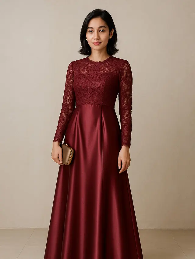 Long dress brokat non hijab (Image by ChatGPT)