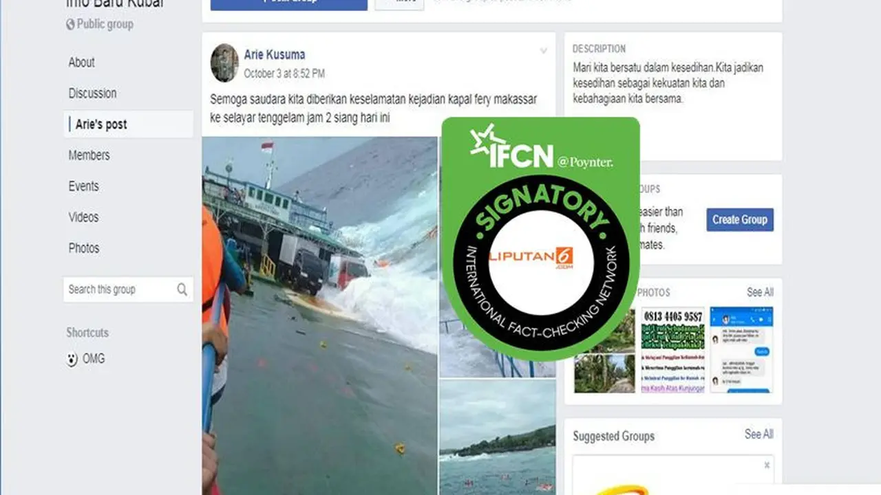 [Cek Fakta] Kapal Ferry Makassar-Selayar Karam di Tengah Laut, Faktanya?