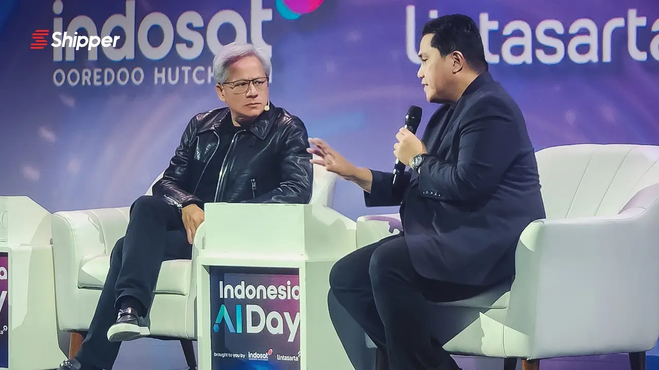 CEO NVIDIA Jensen Huang dan Menteri Badan Usaha Milik Negara (BUMN) Erick Thohir
