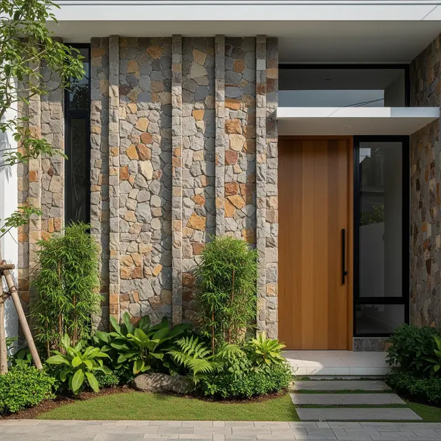 Model Depan Rumah Minimalis Batu Alam