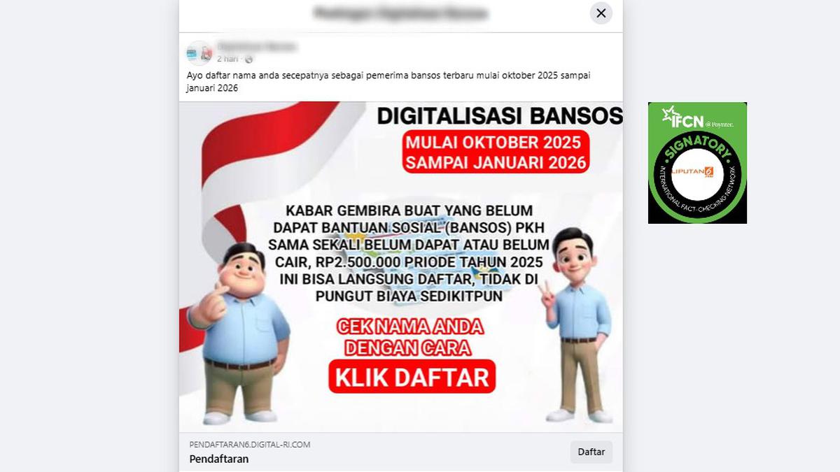 Cek Fakta: Tidak Benar Ini Tautan Pendaftaran Penerima Bansos Terbaru