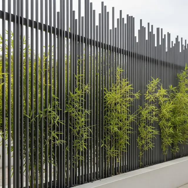 Pagar besi minimalis dengan vertical garden (Image by Gemini AI)