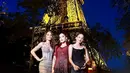 Cinta Laura, Enzy Storia, dan Tasya Farasya sama-sama tampil menawan di depan Menara Eiffel, Paris [@claurakiehl]