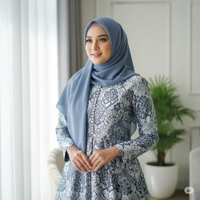 Misty Blue + Brokat Putih
