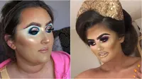 Potret orang gagal makeup wajah di salon kecantikan. (sumber: Reddit/psychicpeachbagel/Chance_Librarian2204 via Bored Panda)