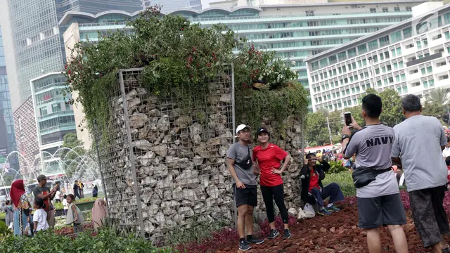 Saat CFD, Instalasi Gabion Jadi Sasaran Warga Berfoto