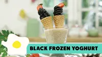 Black frozen yogurt, dessert unik yang sehat dan menjadi primadona banyak orang. Penasaran bagaimana cara membuatnya? (Foto: Kokiku Tv)