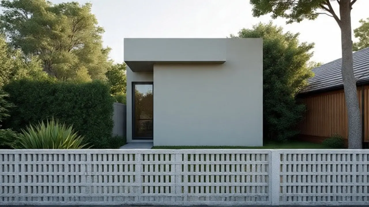 Ilustrasi Model Rumah Minimalis dengan Pagar Roster (Sumber Gambar: Meta AI)