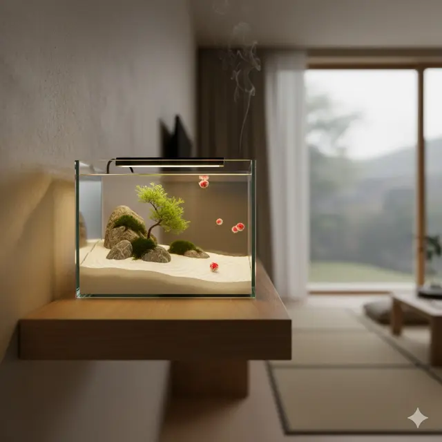 Akuarium mini untuk rumah modern (Foto: Gemini AI)