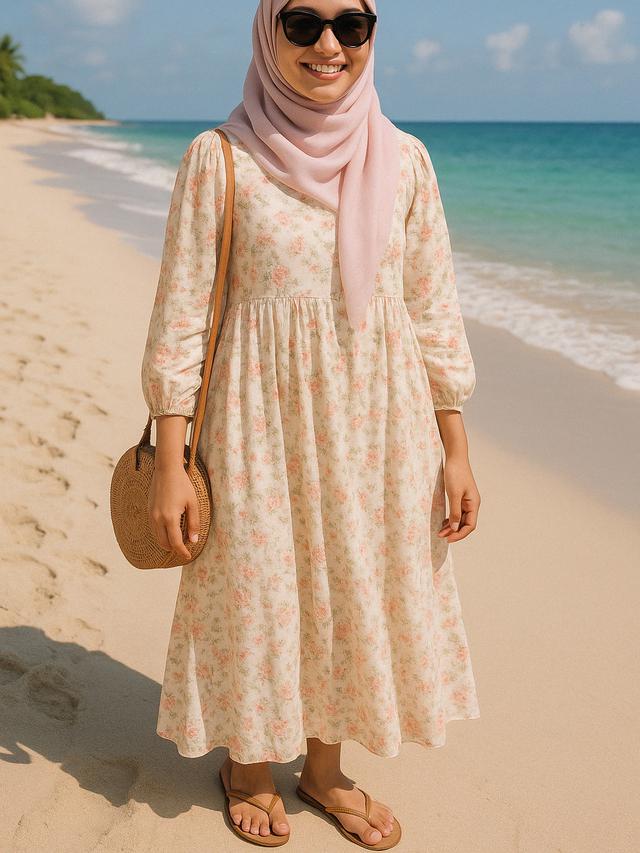 Outfit ke Pantai Hijabers yang Simpel tapi Dijamin Cantik (Foto: Rizka Nur Laily via ChatGPT)