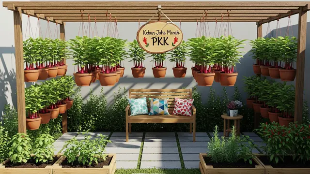 Ide Kebun Jahe Merah di Pekarangan untuk Ibu-ibu PKK/Gemini AI