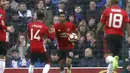 Marcus Rashford membuka keunggulan bagi Manchester United saat bertamu ke markas Blackburn Rovers pada putaran kelima Piala FA di Ewood Park, Blackburn, (19/2/2017). MU menang 2-0. (Martin Rickett/PA via AP)