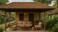 6 Gambar Desain Ruang Tamu Outdoor Sederhana di Kampung, Suasananya Teduh dan Bikin Nyaman