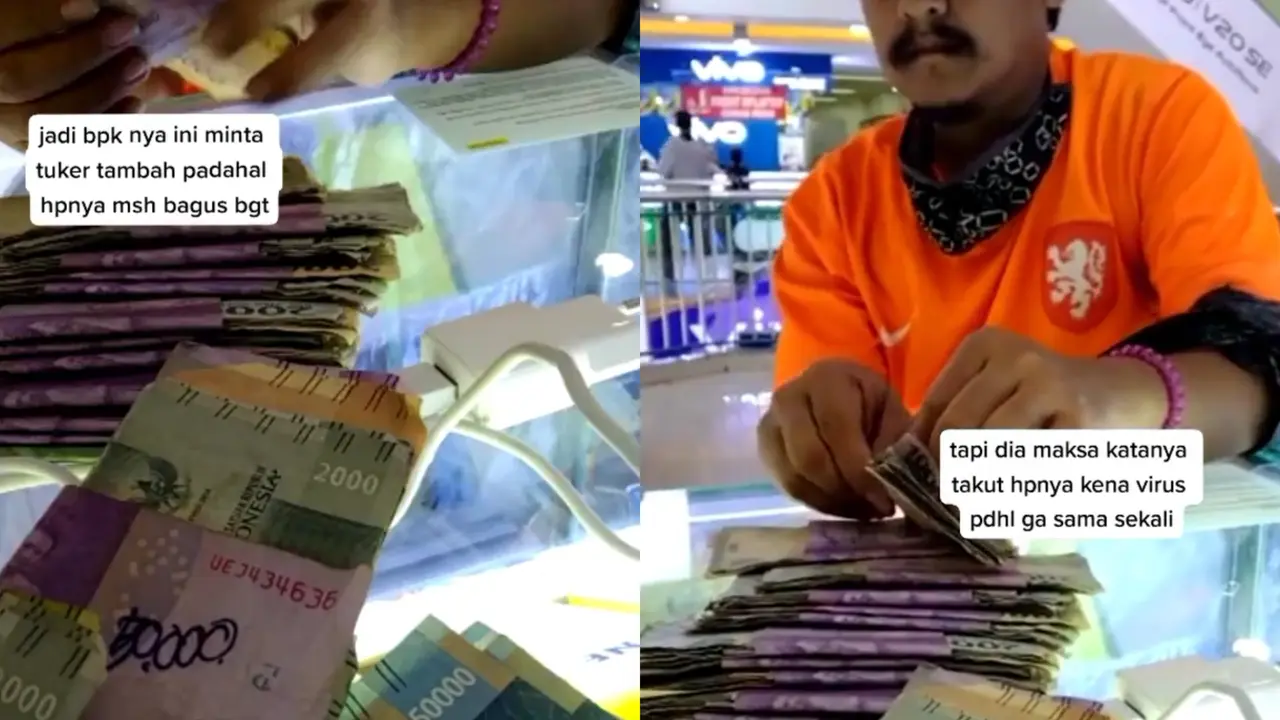 Seorang anak membelikan ponsel untuk ibunya