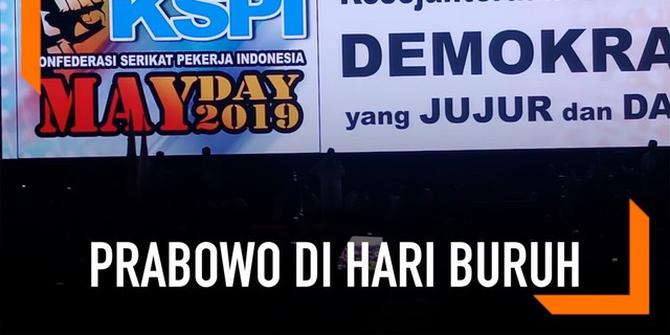 VIDEO: Prabowo Hadiri Peringatan Hari Buruh di Senayan