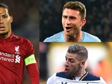 Bek tengah memiliki tugas utama yaitu melakukan intersep, tekel dan duel udara. Hingga paruh musim ini terdapat pemain belakang yang cukup baik. Mereka bisa dibilang terbaik di posisi saat ini. (Kolase Foto AFP)