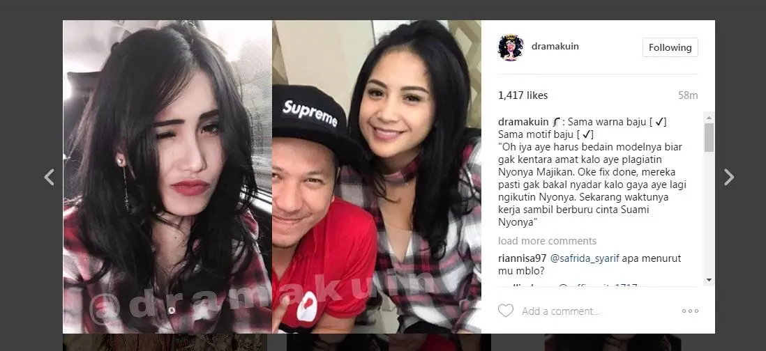 Ayu Ting Ting memakai baju yang sama dengan Nagita Slavina? [foto: instagram/dramakuin]