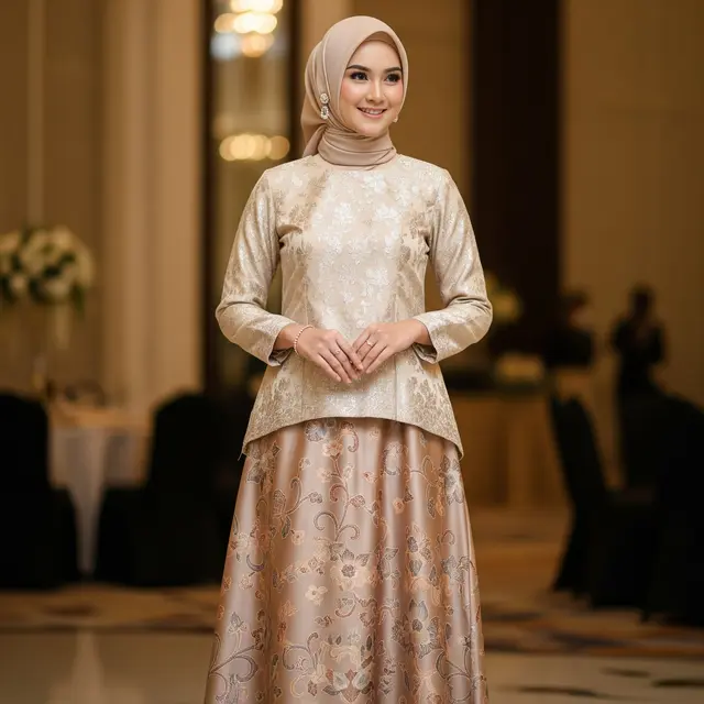 Inspirasi Gamis Warna Mauve & Champagne (Image by Gemini AI)