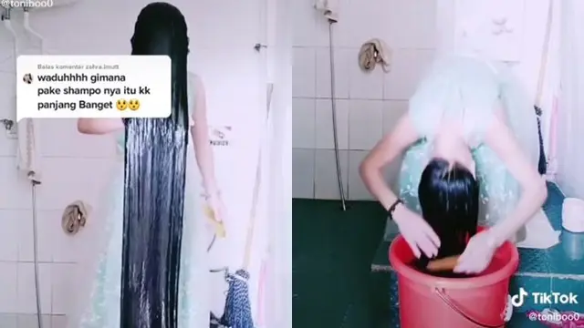 Bak Rapunzel, Cara Cuci Rambut Perempuan Ini Bikin Melongo